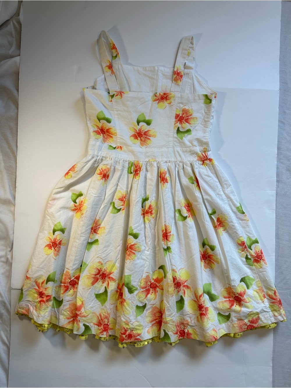 Justice White Floral Sundress with Yellow & Pink Flowers
